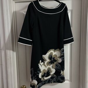 New Directions Black and White Floral Mini Dress